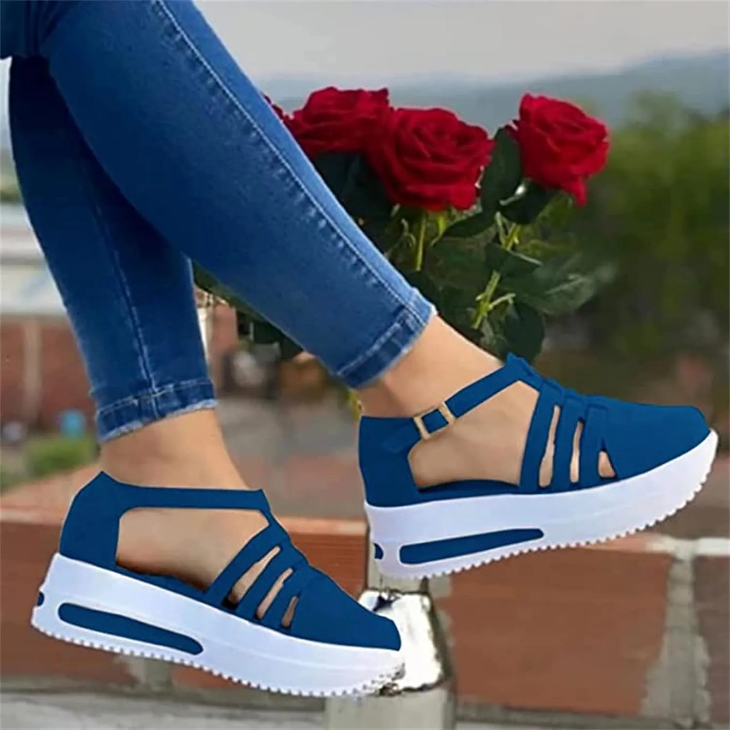 Lausiuoe Platform Sneakers For Women Fashion Classic Casual Slip On Soft Comfort Breathable Gym Running Walking Shoes
