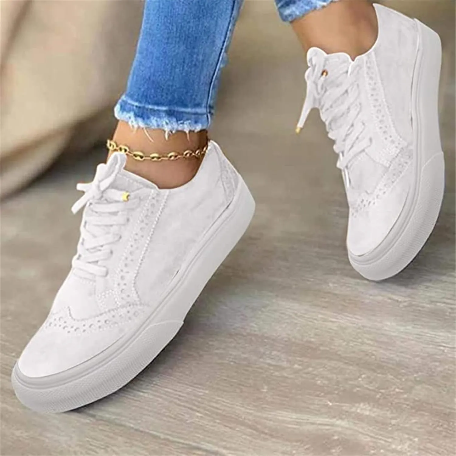 Lausiuoe Shoes for Women Sneakers Slip On Fashion Canvas Shoes Lightweight Non-Slip Casual Comfortable Walking Flat Loafers