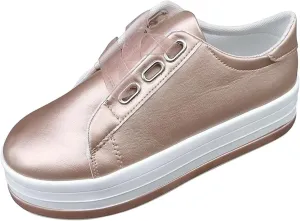 Lausiuoe Shoes for Women Sneakers Trendy Fashion Leather Flat Shoes Casual Comfortable Walking Slip On Sneakers Loafers