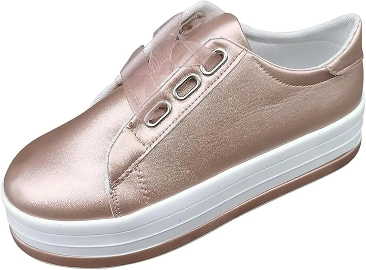 Lausiuoe Shoes for Women Sneakers Trendy Fashion Leather Flat Shoes Casual Comfortable Walking Slip On Sneakers Loafers
