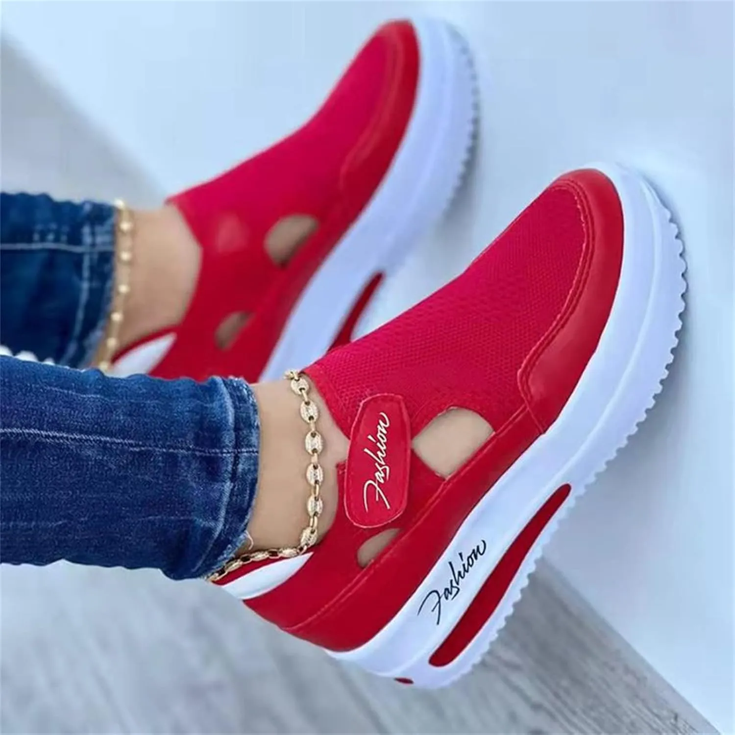 Lausiuoe Sneakers For Women Walking Shoes Comfortable Fashion Lightweight Casual Mesh Slip On Sneakers for Running Gym