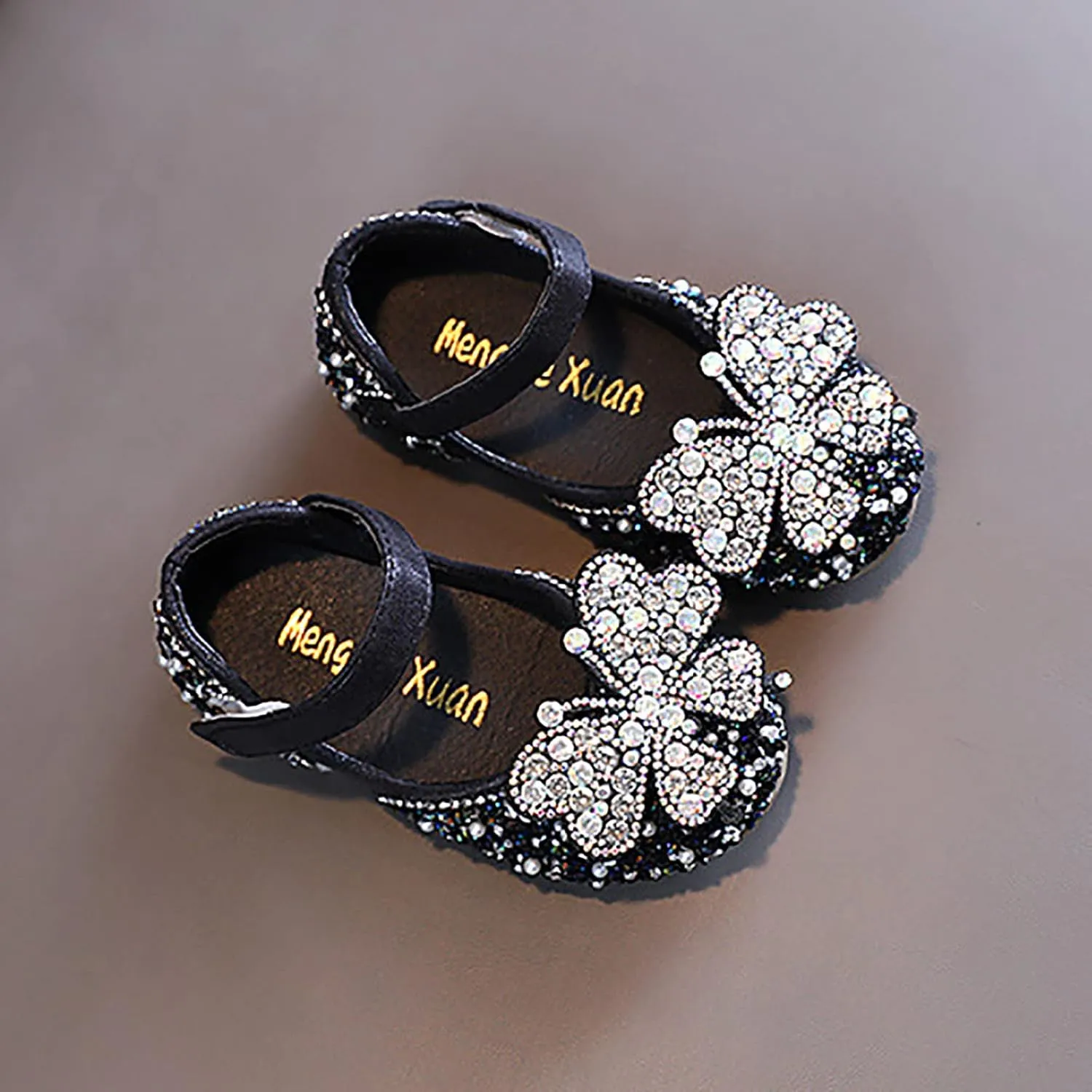 Little Girls hinestones Bow Mary Jane Dress Shoes Flower Wedding Shoes Glitter Sequins Princess Ballet Flat
