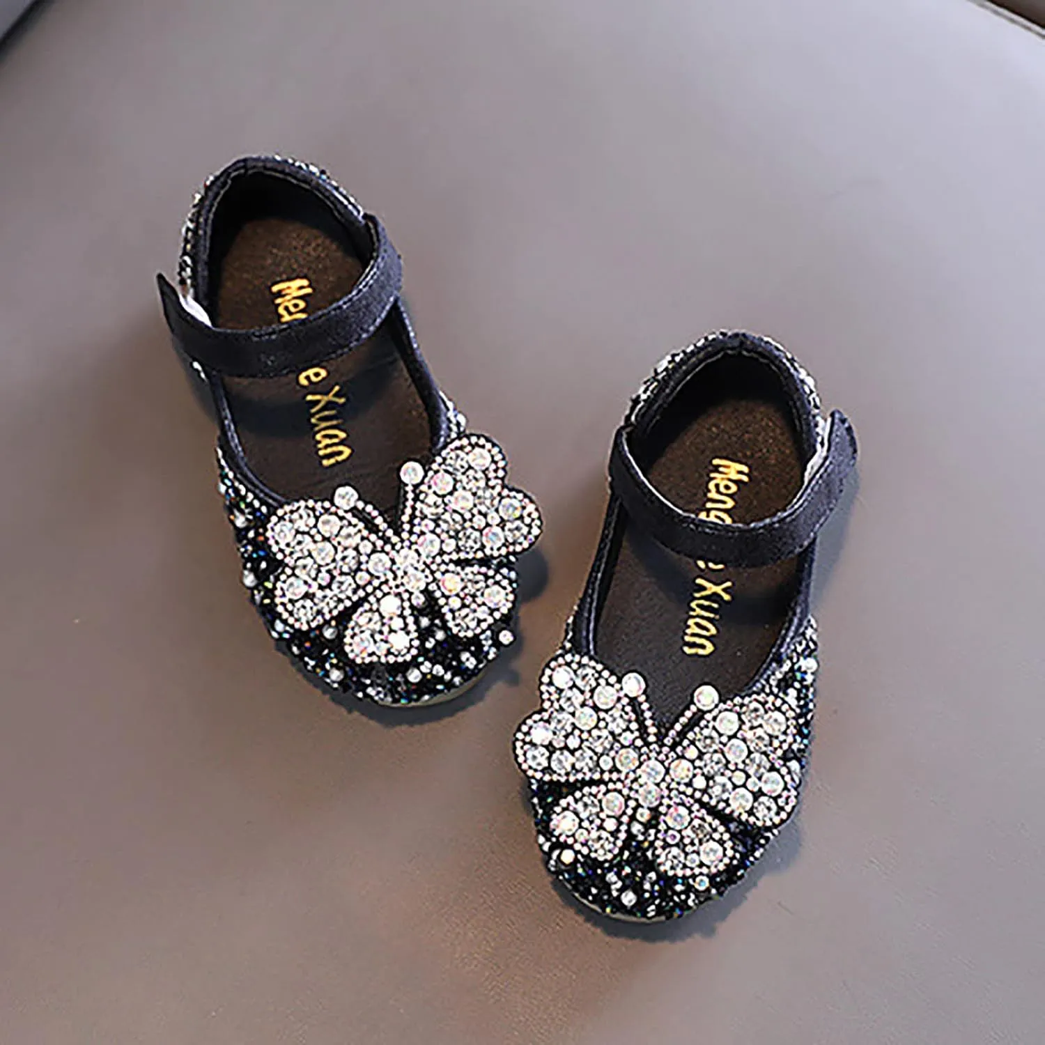 Little Girls hinestones Bow Mary Jane Dress Shoes Flower Wedding Shoes Glitter Sequins Princess Ballet Flat