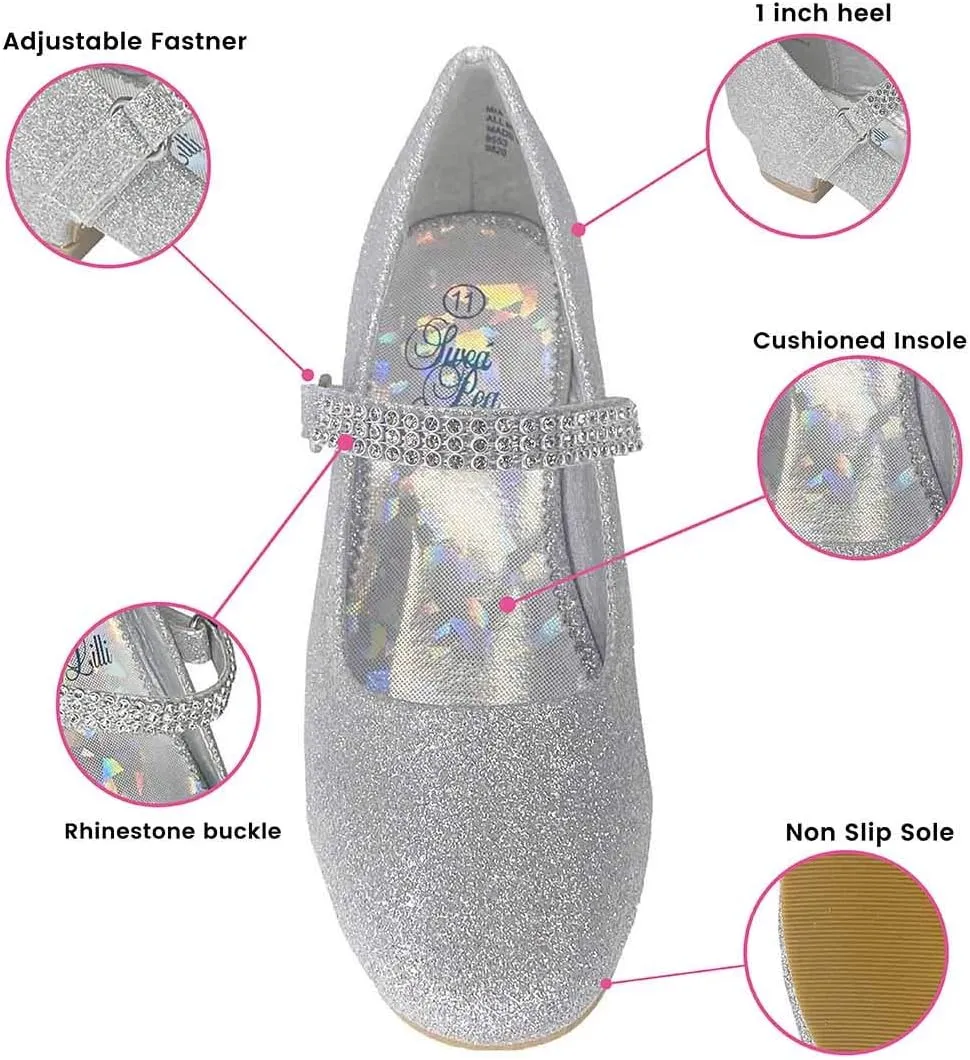 Mary Jane Shoes for Girls Dress Shoes Flower Girl Heels for Church Wedding Easter Christmas Zapatillas para Nias de Vestir