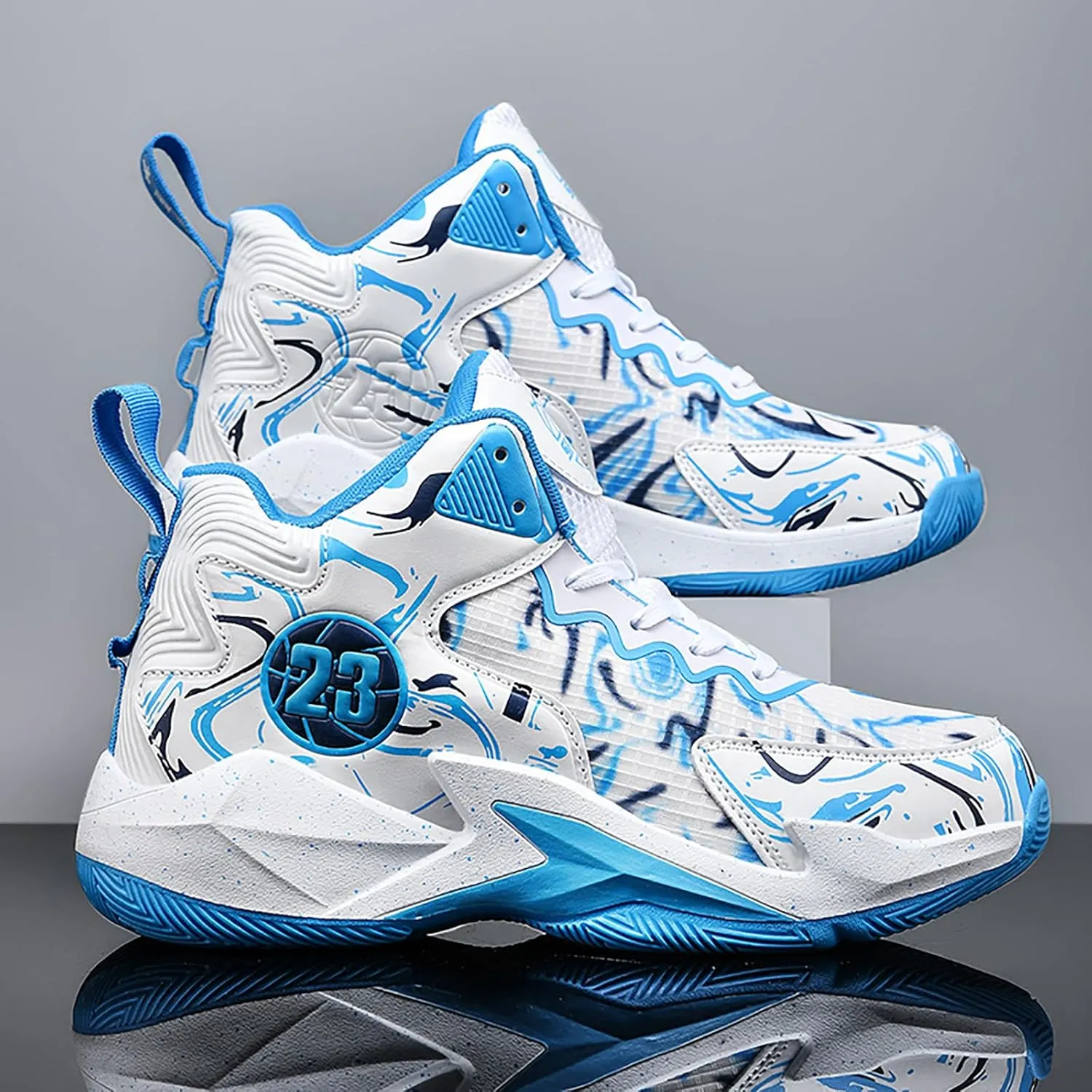 Men's Basketball Shoes No-Slip Breathable Outdoor Shoes for Women Fashion Graffiti Training Shoes