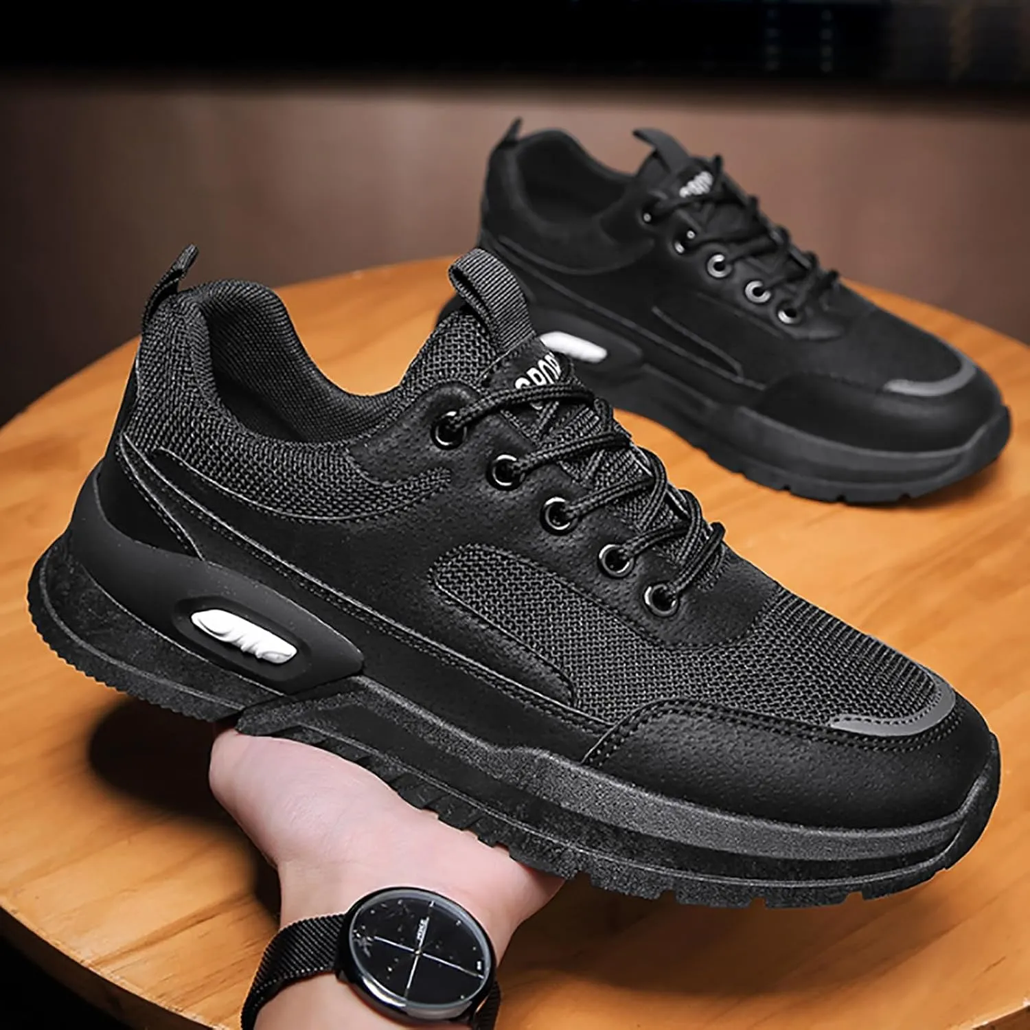 Mens Breathable Lace Up Running Shoes Portable Non Slip Fitness Workout Shoe Athletic Fashion Sneakers for Men