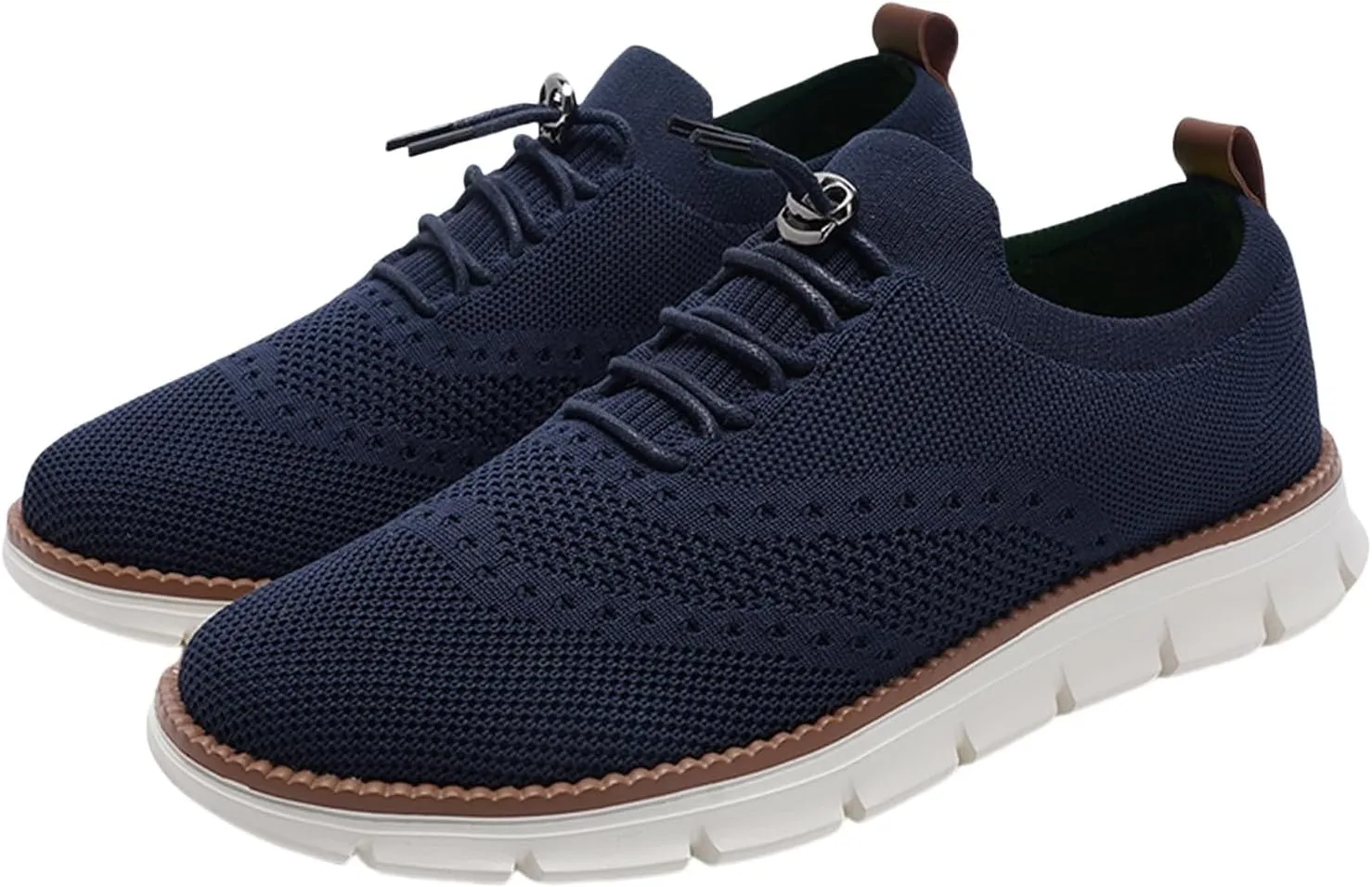 Mens Casual Dress Oxfords Breathable Knit Mesh Lace Up Lightweight Comfortable Walking Fashion Sneakers