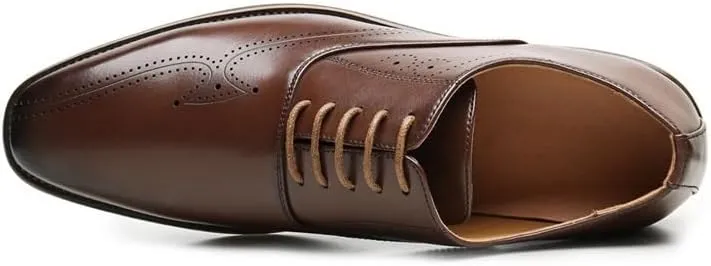 Men's Classic Formal Oxford Dress Shoes for Weddings & Business Professional Events - Genuine Leather Upper with Cushioned Insole & Slip-Resistant Sole