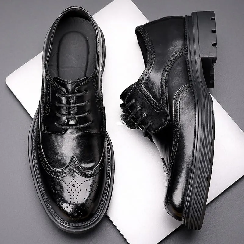 Men's Classic Oxford Dress Shoes Genuine Leather Sole Formal Business Attire Wedding Party Shoes with Cushioned Insole