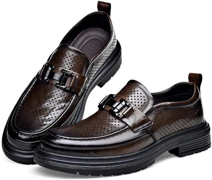 Men's Classic Oxford Dress Shoes with Slip-Resistant Sole for Weddings & Business Events - Genuine Leather Formal Footwear with Cushioned Insole