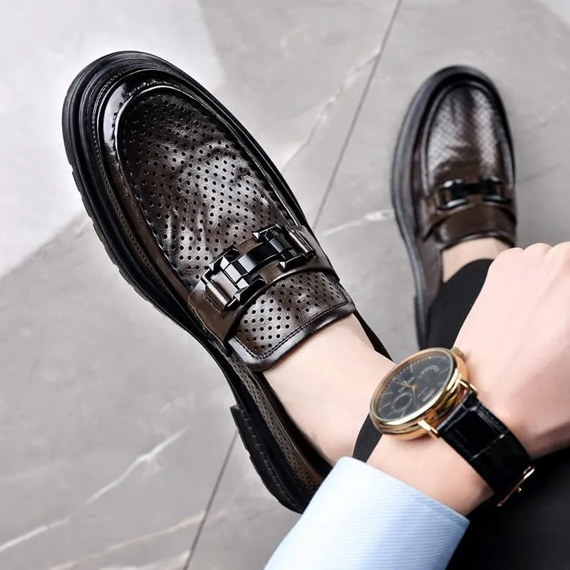 Men's Classic Oxford Dress Shoes with Slip-Resistant Sole for Weddings & Business Events - Genuine Leather Formal Footwear with Cushioned Insole