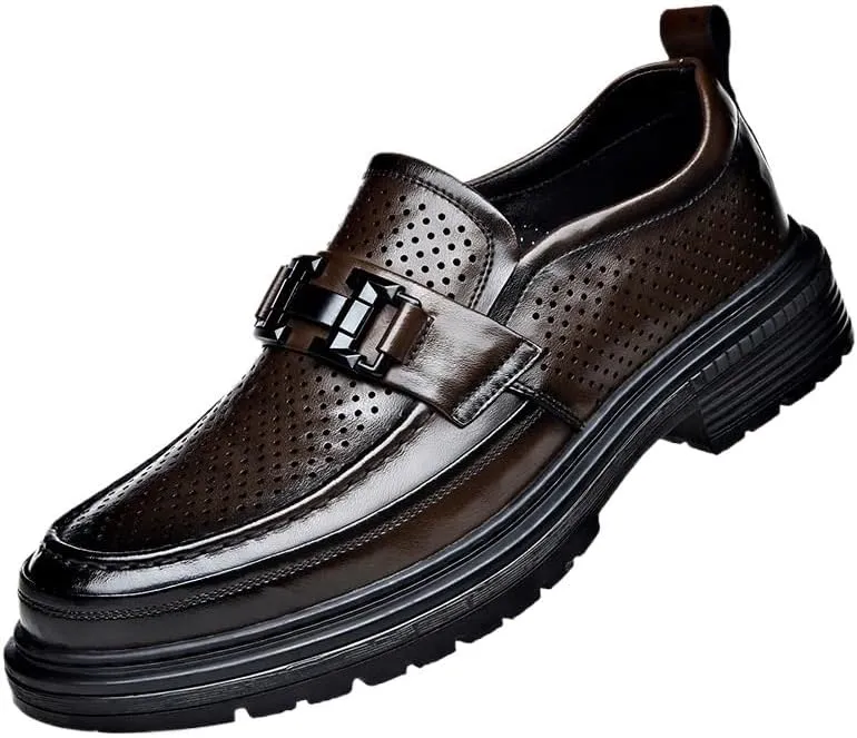 Men's Classic Oxford Dress Shoes with Slip-Resistant Sole for Weddings & Business Events - Genuine Leather Formal Footwear with Cushioned Insole