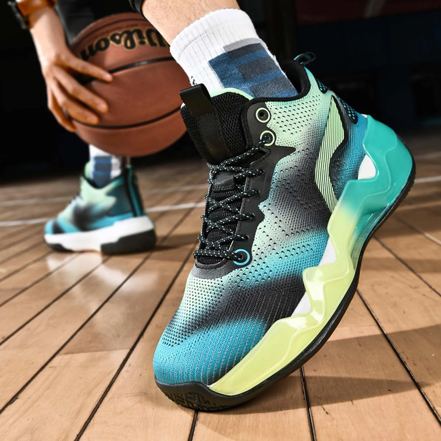 Men's Cool Colorful Breathable Mesh Basketball Shoes Comfortable Backpack Hiking Shoes