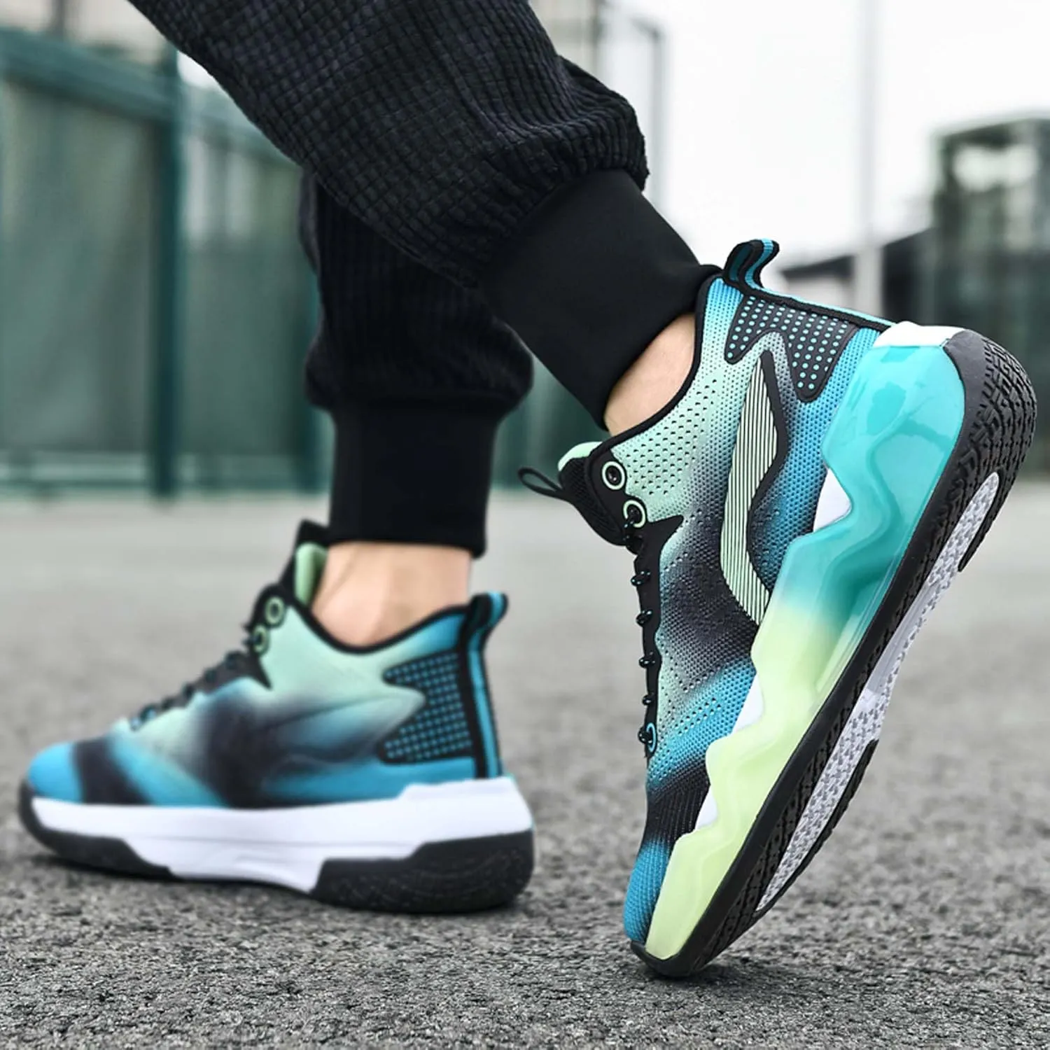Men's Cool Colorful Breathable Mesh Basketball Shoes Comfortable Backpack Hiking Shoes