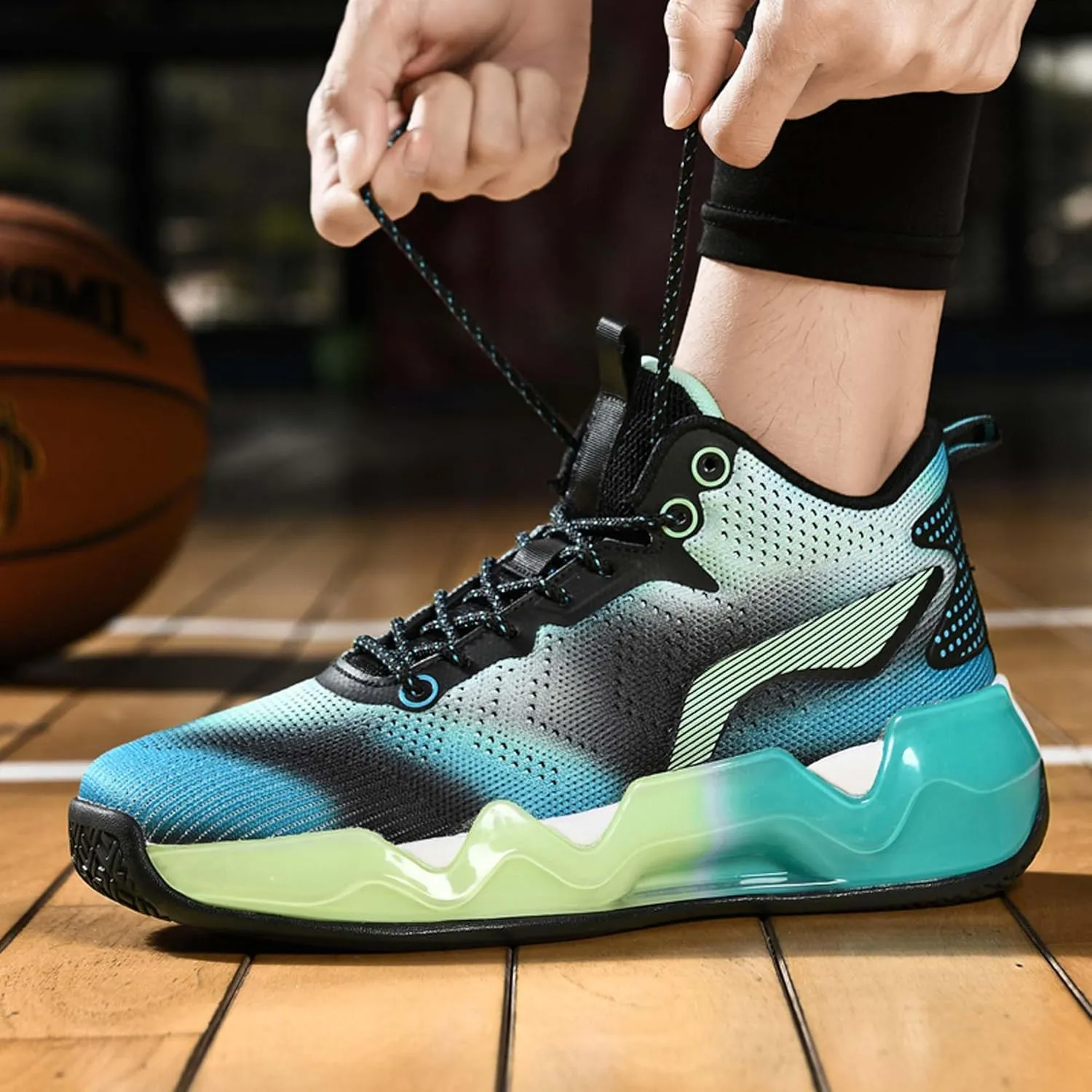 Men's Cool Colorful Breathable Mesh Basketball Shoes Comfortable Backpack Hiking Shoes