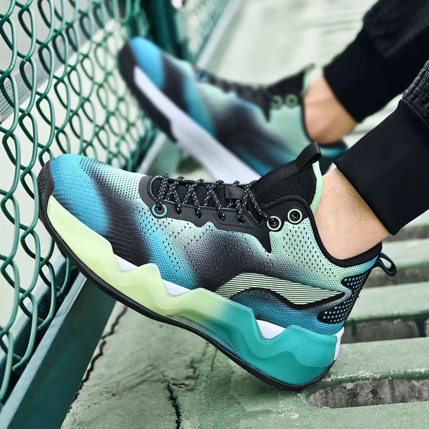 Men's Cool Colorful Breathable Mesh Basketball Shoes Comfortable Backpack Hiking Shoes