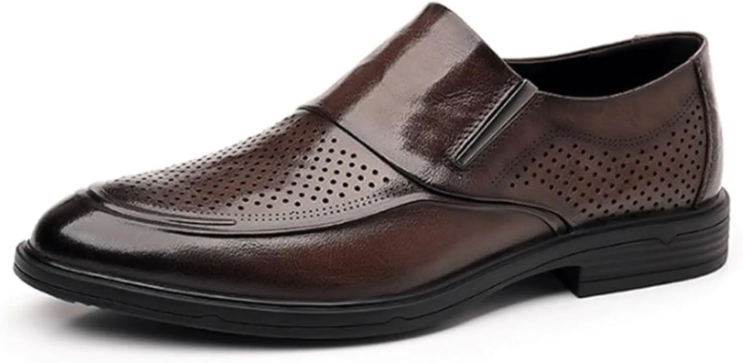 Mens Dress Shoes Classic Pointed-Toe Lace Up Breathable Leather Shoes Business Wedding Oxford Shoes for Men Formal Tuxedo Shoes for Men