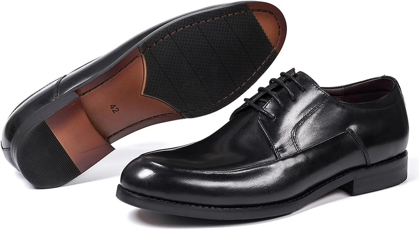 Mens Dress Shoes Formal Derby Shoes Genunie Leather Whole Cut Suit Shoes Men's Fashion Prom Wedding Business Causal Oxfords Comfortable Tuxedo Shoes for Men