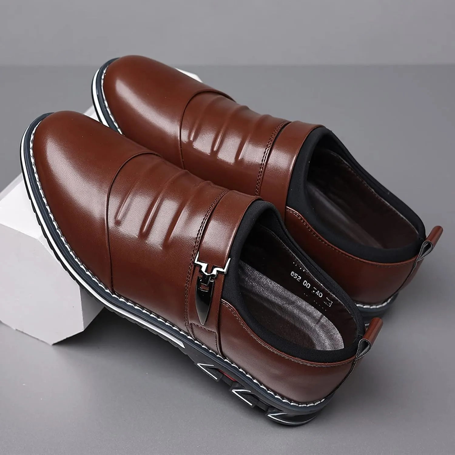 Mens Dress Shoes Retro Plain Toe Business Casual Fashion Style Men's Breathable Comfortable Business Lace Up Leisure Solid Color Leather Shoes Dress Shoes for Men Wide