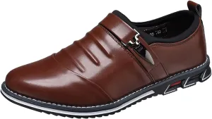 Mens Dress Shoes Retro Plain Toe Business Casual Fashion Style Men's Breathable Comfortable Business Lace Up Leisure Solid Color Leather Shoes Dress Shoes for Men Wide