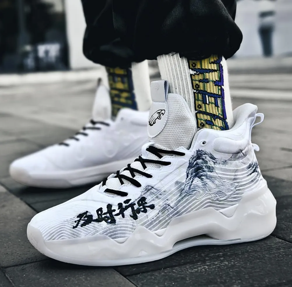 Men's High-Top Basketball Sneakers - Lightweight Athletic Sneakers for Streetball Volleyball & Fitness Training Breathable Non-Slip Sport Shoe for Men Women