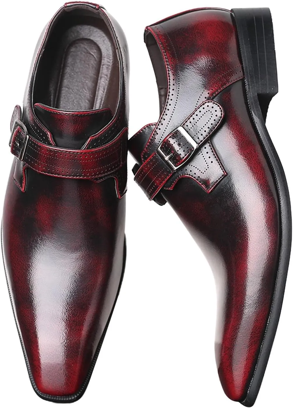 Men's Leather Dress Shoes Casual Slip-On Loafer Shoe Black Plain Oxford Footwear Workout Wedding Party Dressy