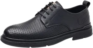 Men's Lightweight Leather Slip-Resistant Loafers - Summer Business Casual Shoes with Moisture-Wicking Lining, Air-Cushioned Midsole for Weddings and Special Events