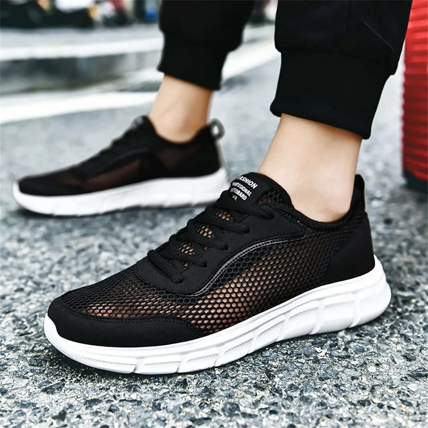 Men's Lightweight Non Slip Barefoot Shoes Comfortable Breathable Lace Up Sneaker Arch Support Plantar Fasciitis