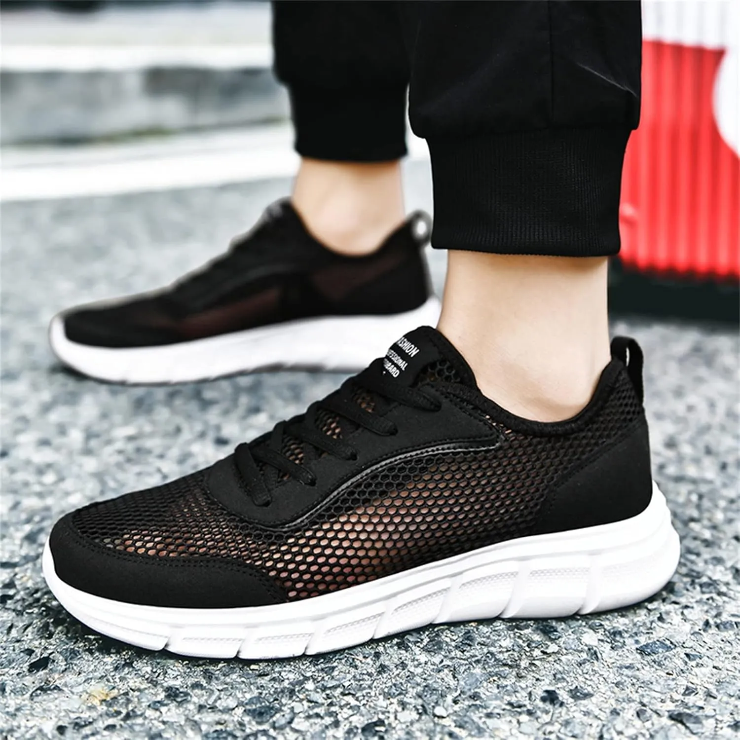 Men's Lightweight Non Slip Barefoot Shoes Comfortable Breathable Lace Up Sneaker Arch Support Plantar Fasciitis