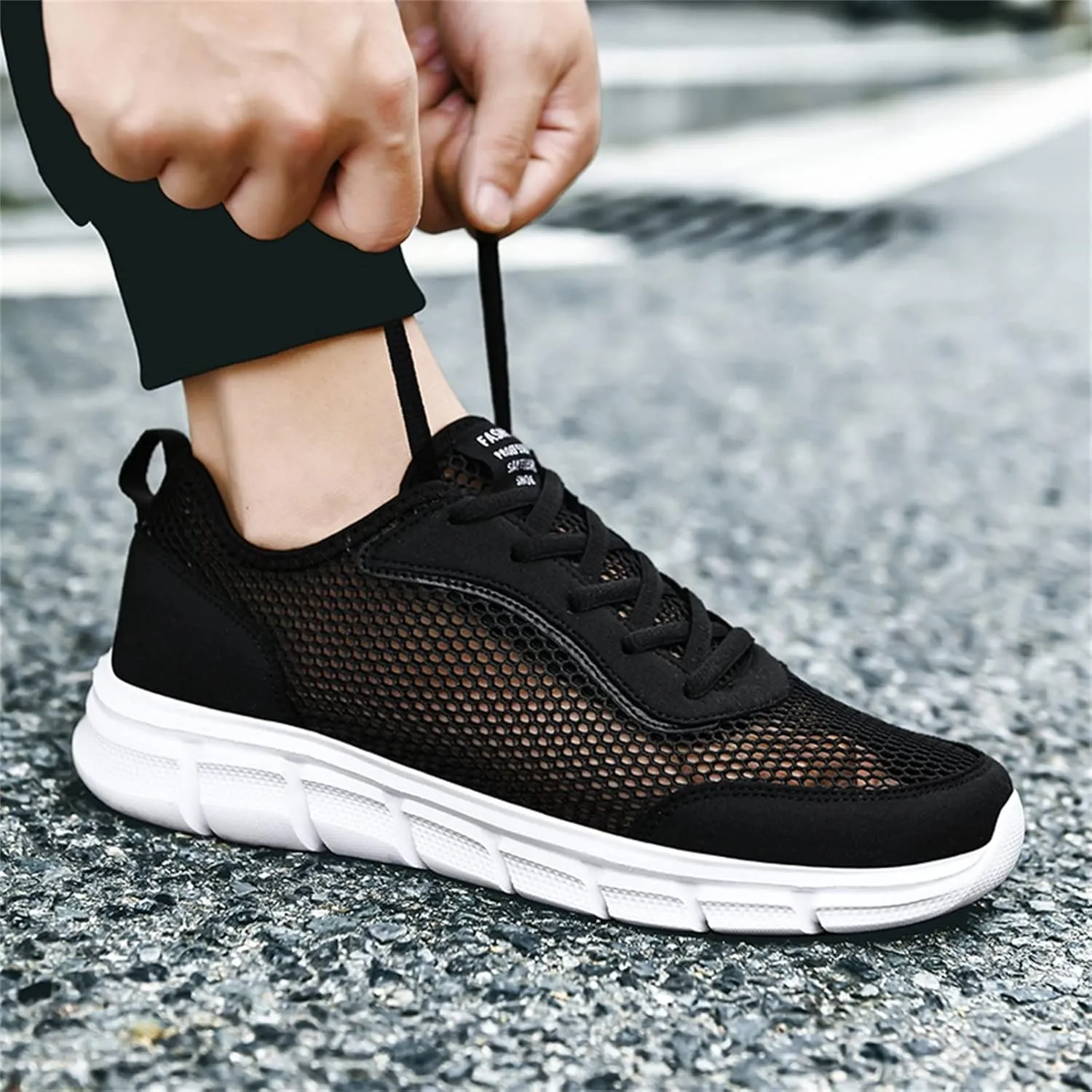 Men's Lightweight Non Slip Barefoot Shoes Comfortable Breathable Lace Up Sneaker Arch Support Plantar Fasciitis