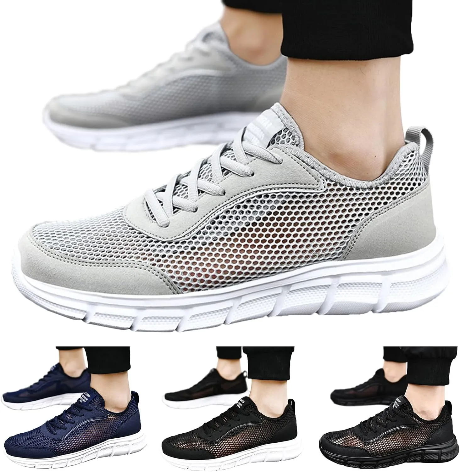 Men's Lightweight Non Slip Barefoot Shoes Comfortable Breathable Lace Up Sneaker Arch Support Plantar Fasciitis