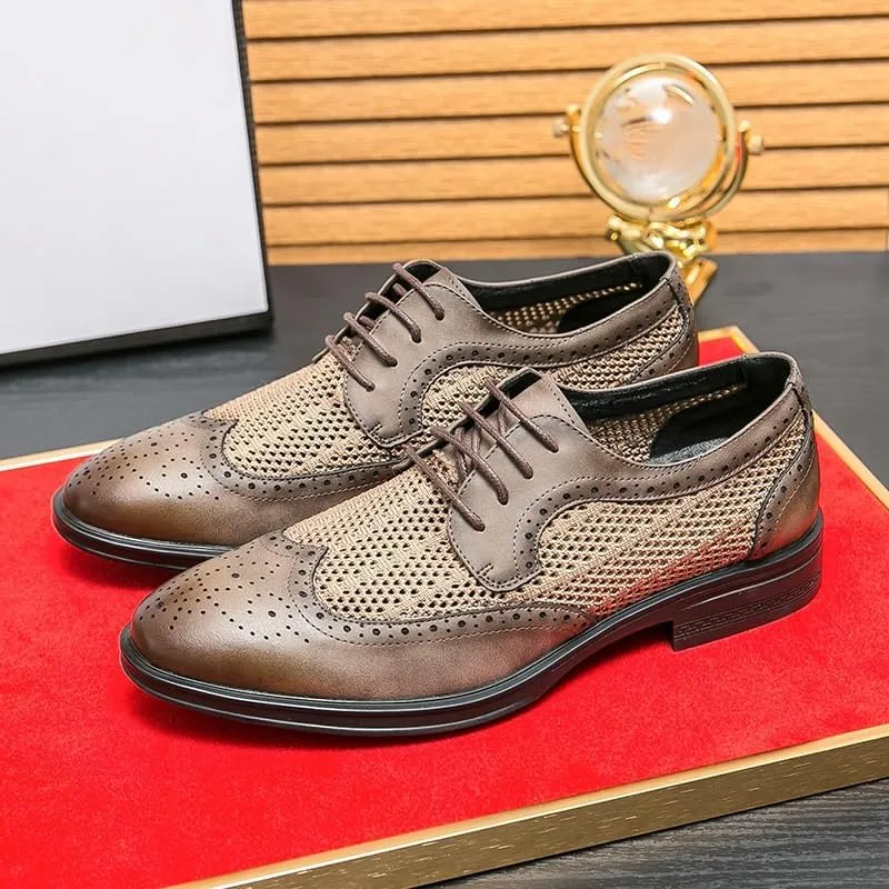 Men's Mesh Oxfords Comfortable Breathable Lightweight Dress Shoes Casual Work Office Comfortable Business Shoes