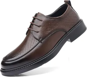 Mens Oxford Shoes Fashion Lace Up Breathable Comfortable Leather Shoes Formal Business Wedding Dress Shoes for Men Casual Work Office Business Shoes