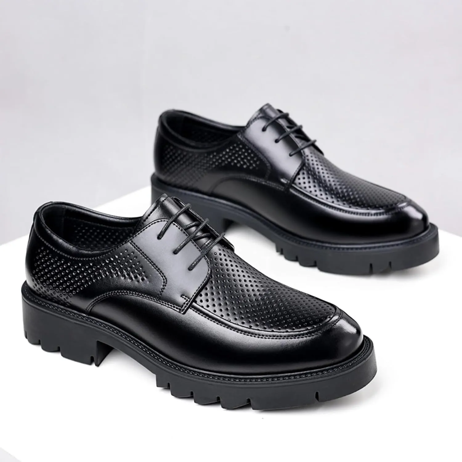 Mens Oxford Shoes Fashion Lace Up Breathable Comfortable Leather Shoes Formal Business Wedding Dress Shoes for Men Classic Modern Shoes Casual Loafers