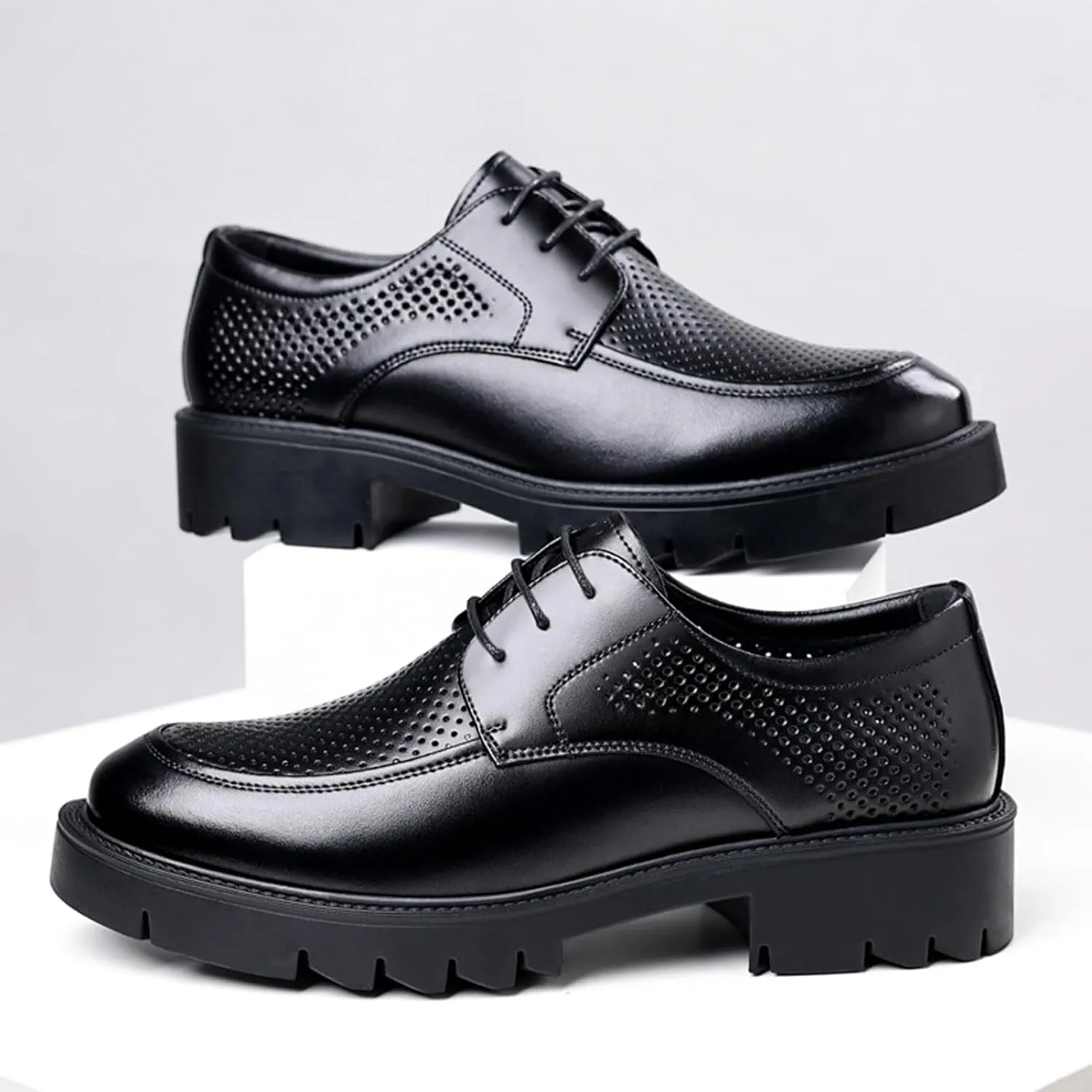 Mens Oxford Shoes Fashion Lace Up Breathable Comfortable Leather Shoes Formal Business Wedding Dress Shoes for Men Classic Modern Shoes Casual Loafers