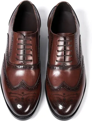 Mens Oxfords Formal Dress Suit Shoes Genunie Leather Wingtip Brogues Modern Shoes Men's Fashion Prom Wedding Business Casual Luxury Derby Comfortable Tuxedo Shoes for Men