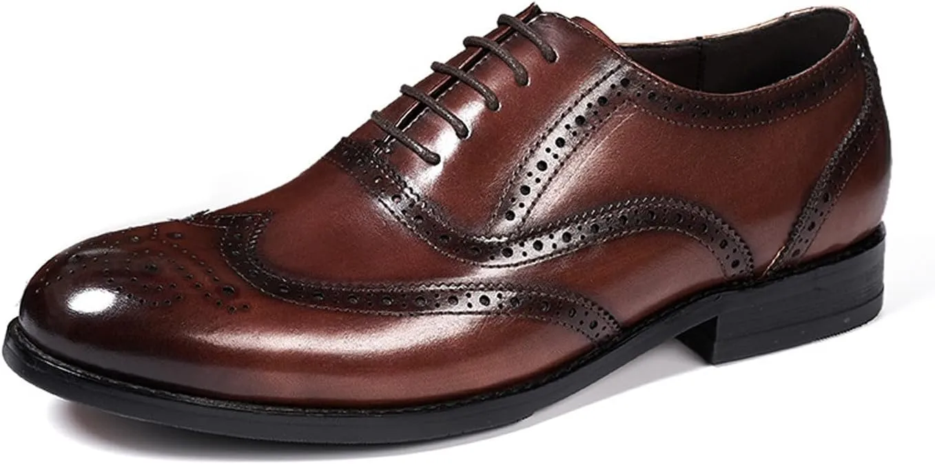 Mens Oxfords Formal Dress Suit Shoes Genunie Leather Wingtip Brogues Modern Shoes Men's Fashion Prom Wedding Business Casual Luxury Derby Comfortable Tuxedo Shoes for Men