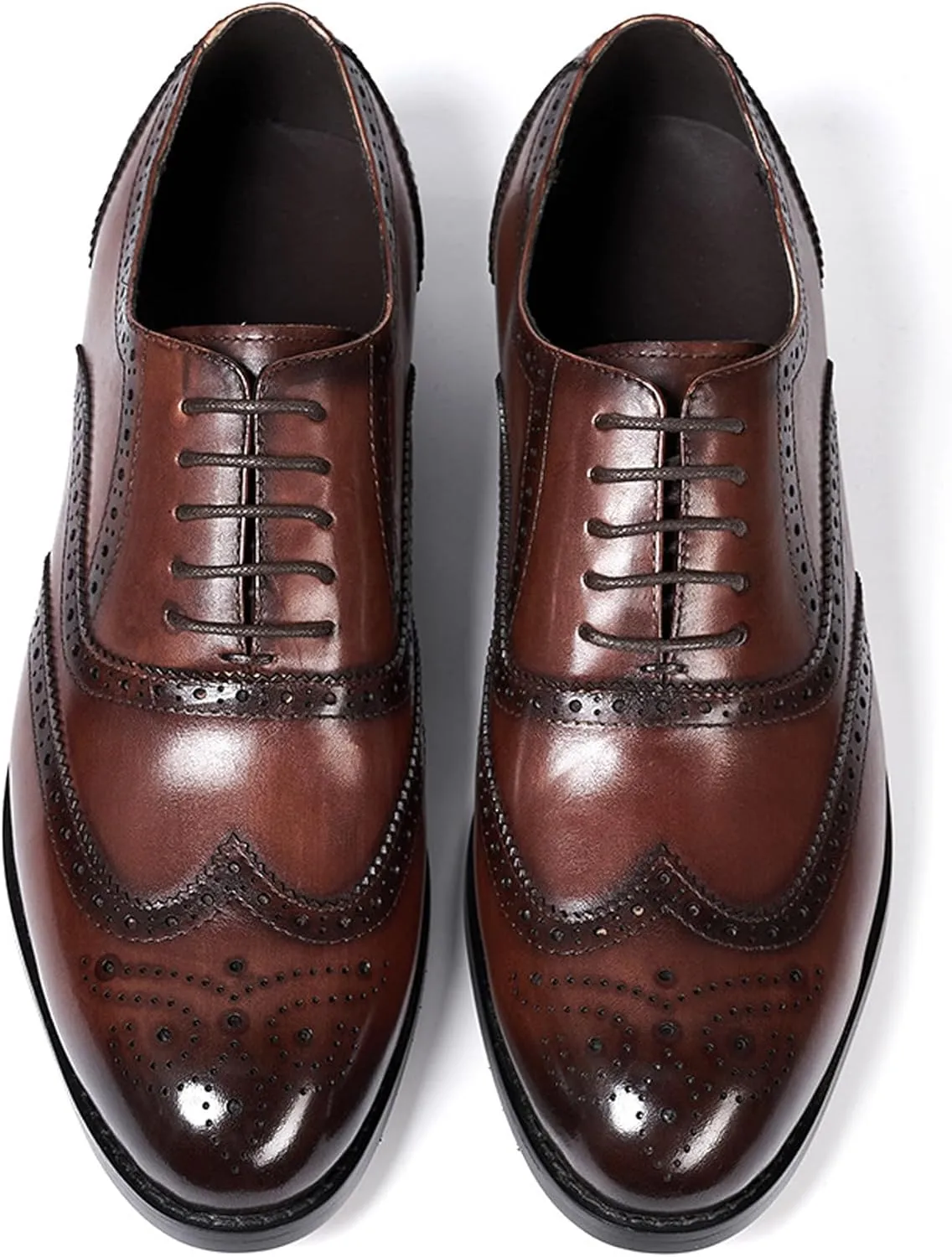 Mens Oxfords Formal Dress Suit Shoes Genunie Leather Wingtip Brogues Modern Shoes Men's Fashion Prom Wedding Business Casual Luxury Derby Comfortable Tuxedo Shoes for Men