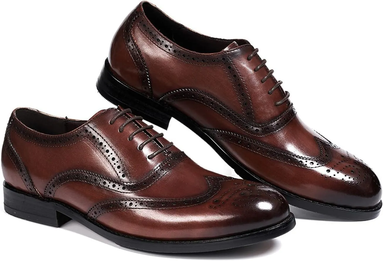 Mens Oxfords Formal Dress Suit Shoes Genunie Leather Wingtip Brogues Modern Shoes Men's Fashion Prom Wedding Business Casual Luxury Derby Comfortable Tuxedo Shoes for Men