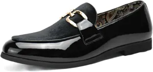 Men's Patent Leather Lace Up Block Heel Oxford Shoes Fashion Round Toe Lace Up Low Top Brogue Dress Shoes Business Meeting Office Work Shoes