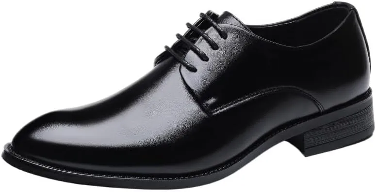 Men's Polishing Leather Lace-Up Oxfords Genuine Derby Fashion Formal Tuxedo Walking Shoes
