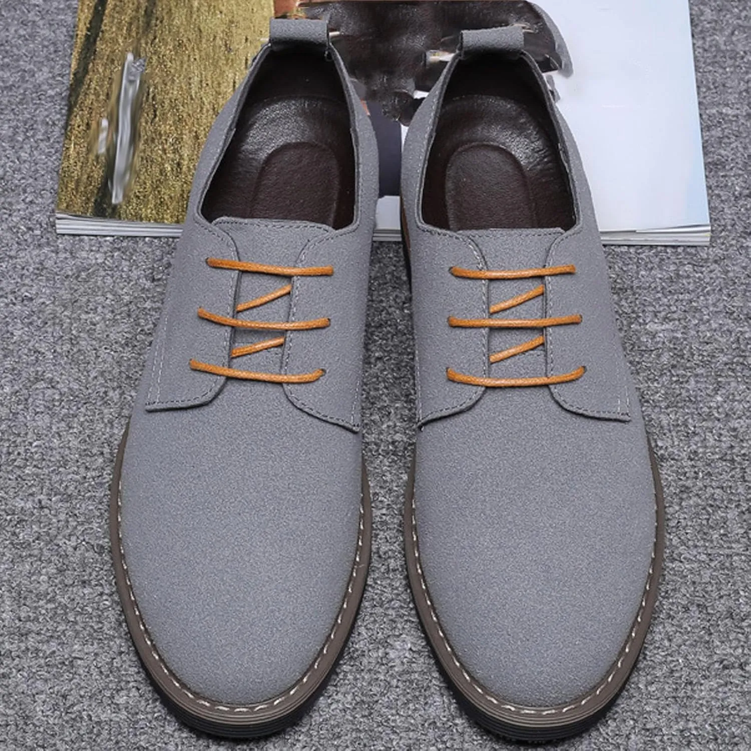 Men's Slip-On Loafer Shoes Fashion Office Dress Shoe Lace up Soft Lightweight Workout Hiking Footwear Orthopedic Flats