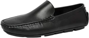 Men's Solid Color Round Toe PU Leather Loafers - Lightweight, Flexible, Comfortable Driving Shoes for Outdoor & Prom Slip-On