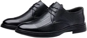 Men's Wingtip Derby Shoes Breathable Leather Lining Formal Business Casual Slip-Resistant Sole Wedding Prom Party Footwear for Summer Spring Wear
