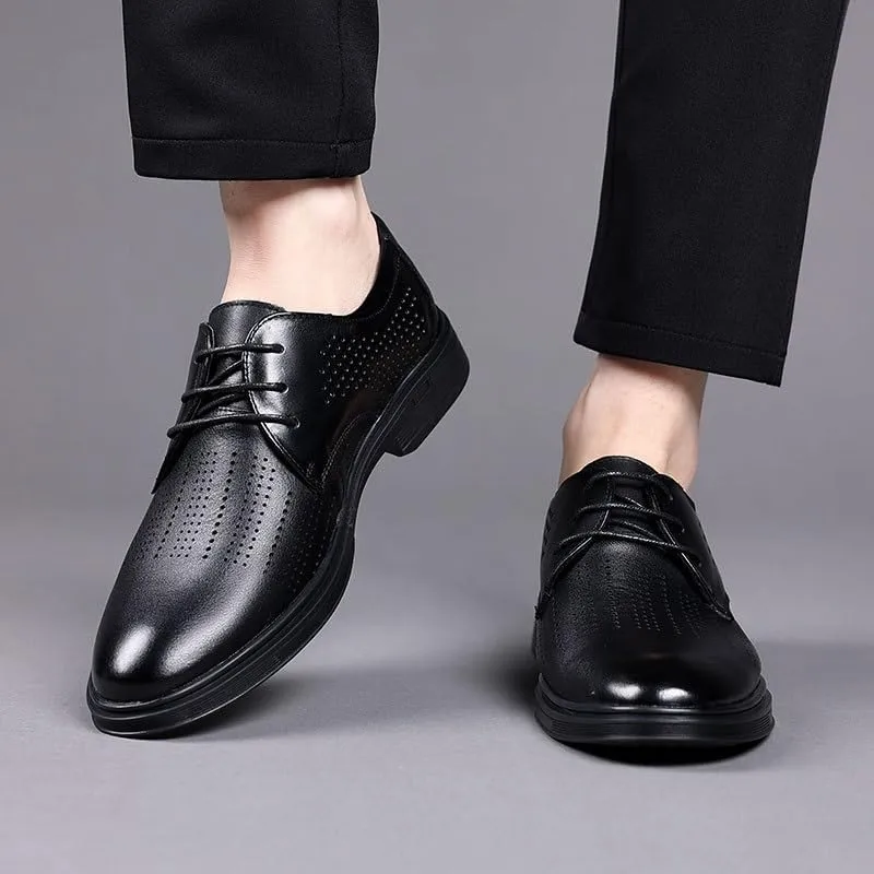 Men's Wingtip Derby Shoes Breathable Leather Lining Formal Business Casual Slip-Resistant Sole Wedding Prom Party Footwear for Summer Spring Wear