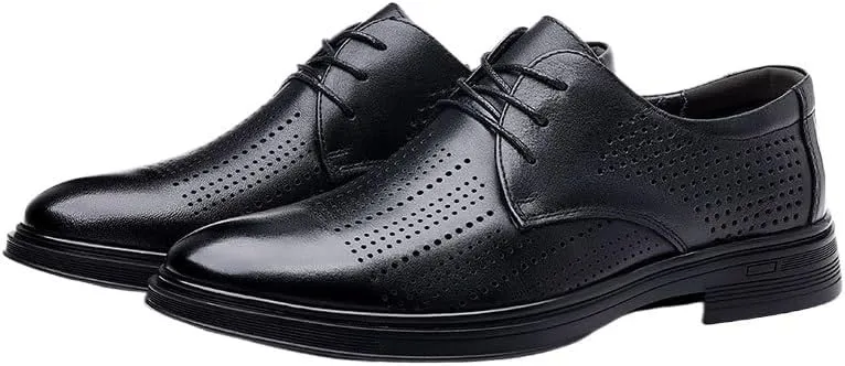 Men's Wingtip Derby Shoes Breathable Leather Lining Formal Business Casual Slip-Resistant Sole Wedding Prom Party Footwear for Summer Spring Wear