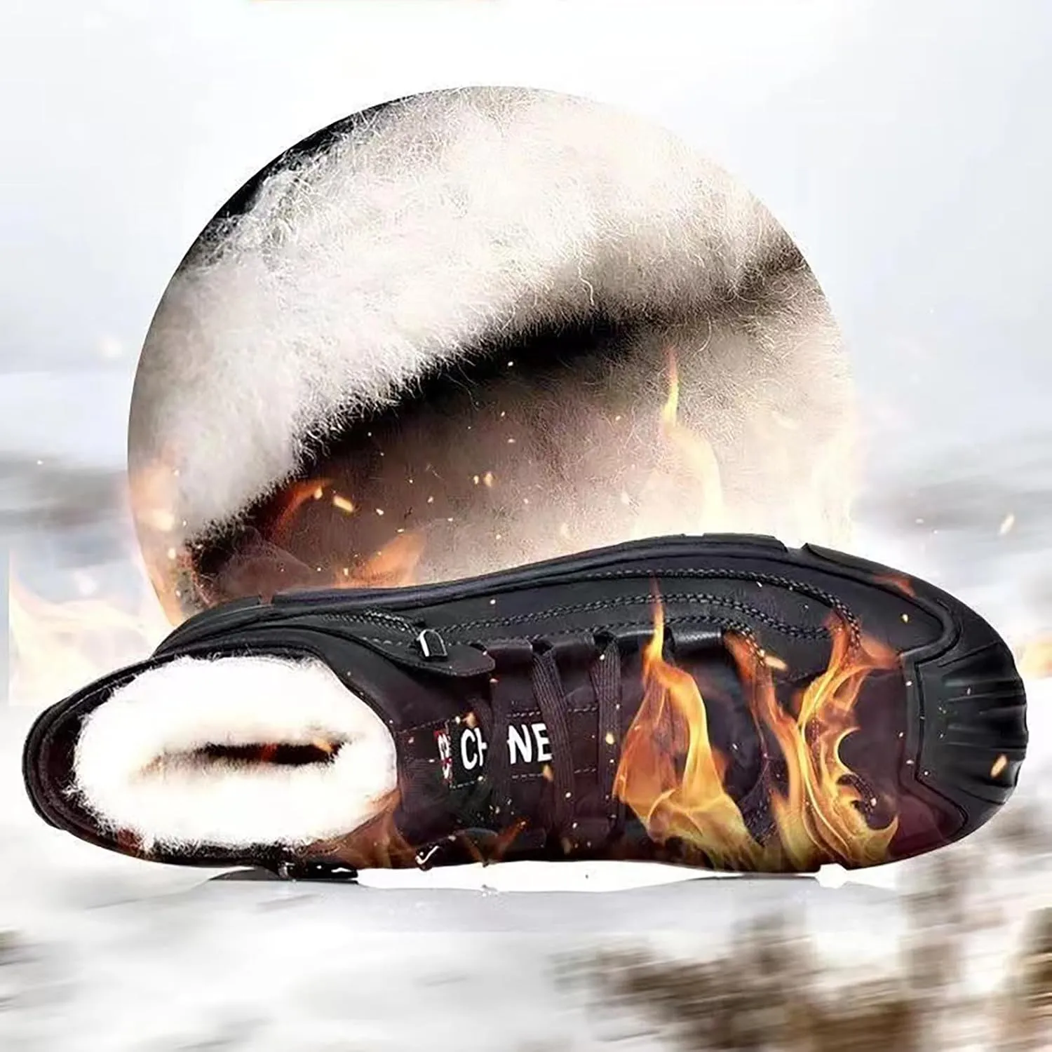 Men's Winter Lace Up Plush and Thickened Casual Soft Sole Slip Fashionable Leather Upper Father's Snow Warm Boots Mens