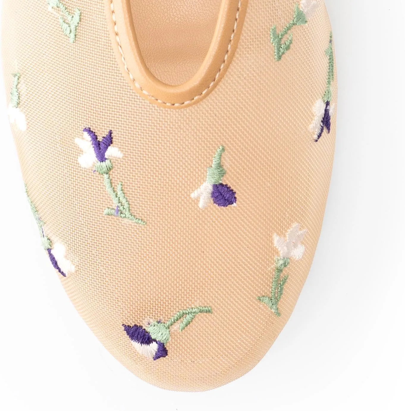 Mesh Ballet Flats for Women,Floral Embroidered Tulle Round Toe Ballerina Shoes,Slip on Comfortable Casual Daily Dress Flats Shoes