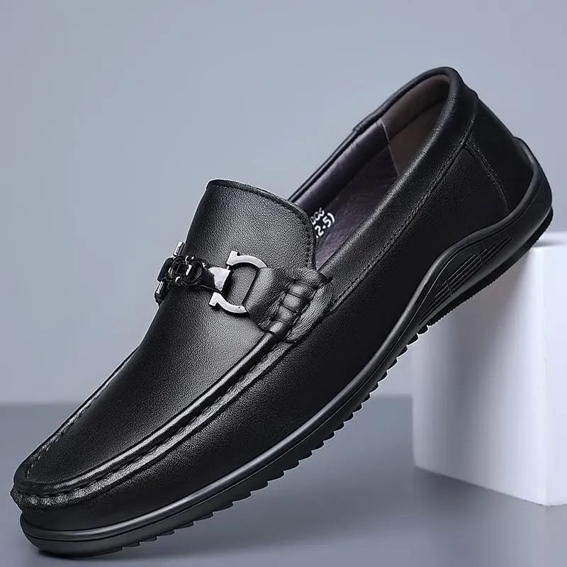 Modern Round Toe Oxford Shoes Genuine Leather Upper Job Interviews Evening Receptions Flexible Shock Absorption Design