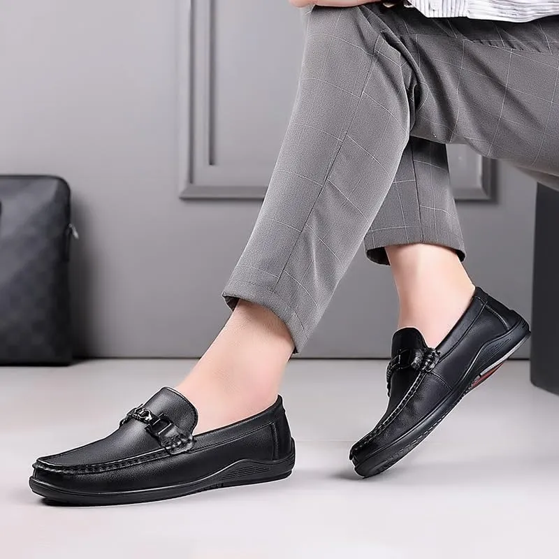 Modern Round Toe Oxford Shoes Genuine Leather Upper Job Interviews Evening Receptions Flexible Shock Absorption Design